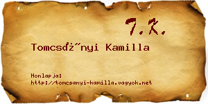 Tomcsányi Kamilla névjegykártya